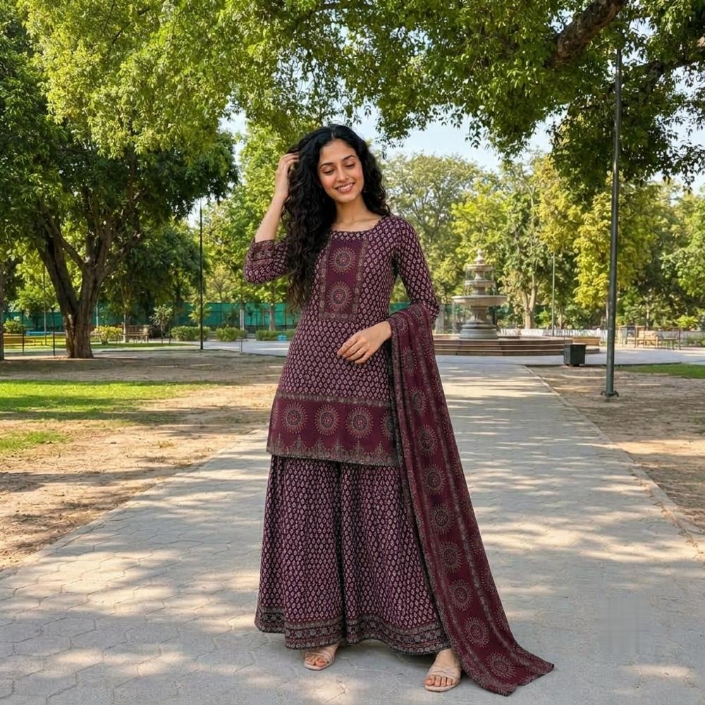 Cotton Printed Gopi Dress Set with Dupatta and Handwork Neck Detailing