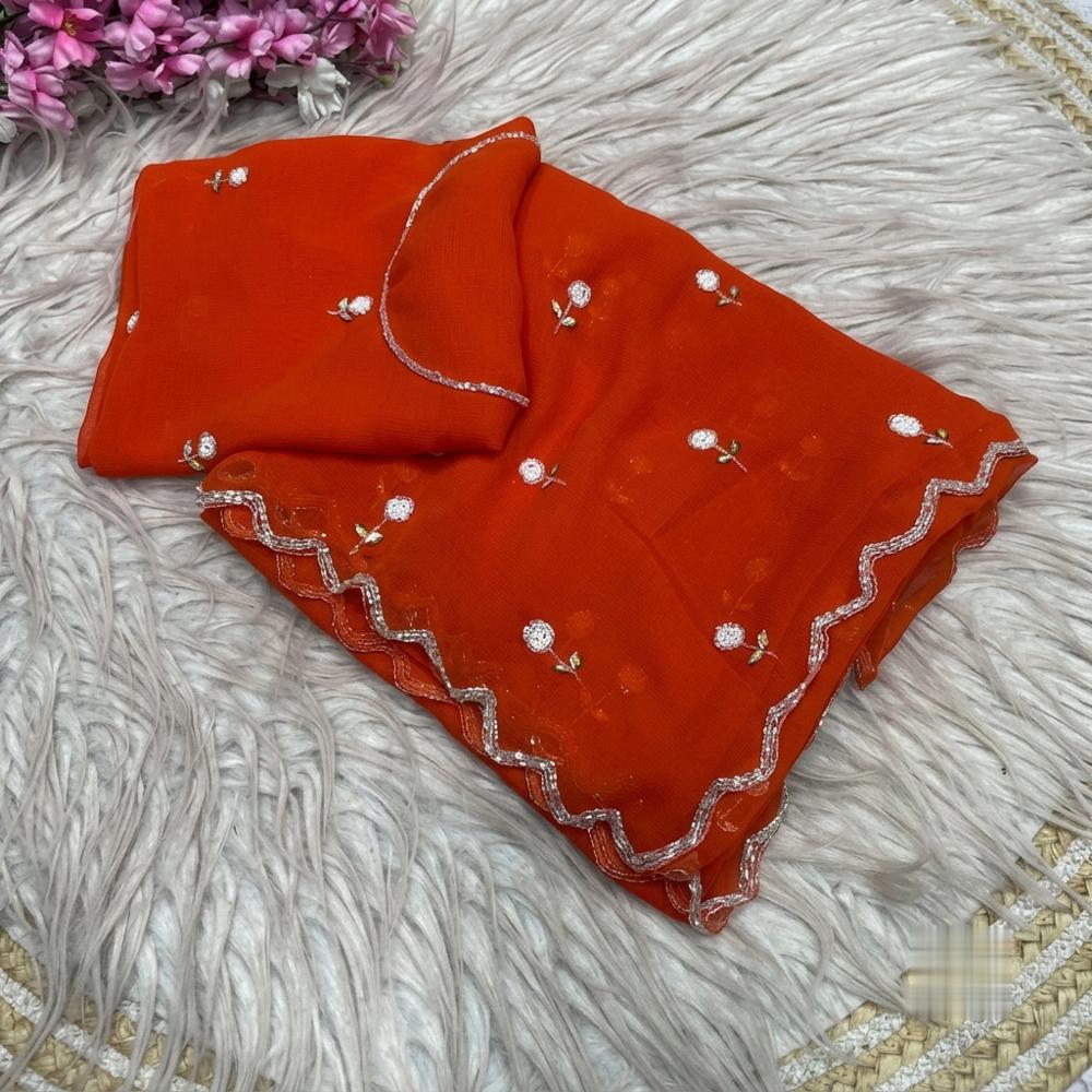Heavy Georgette Saree with Hand Work, Georgette Blouse