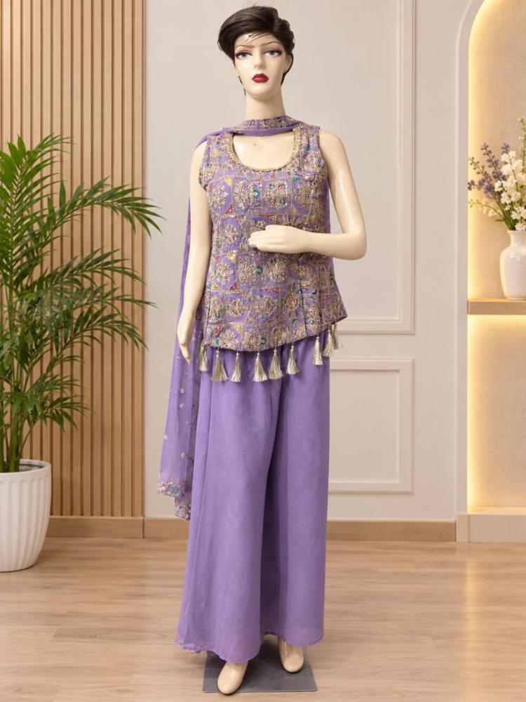 Georgette Embroidered Stitched Dress with Dupatta