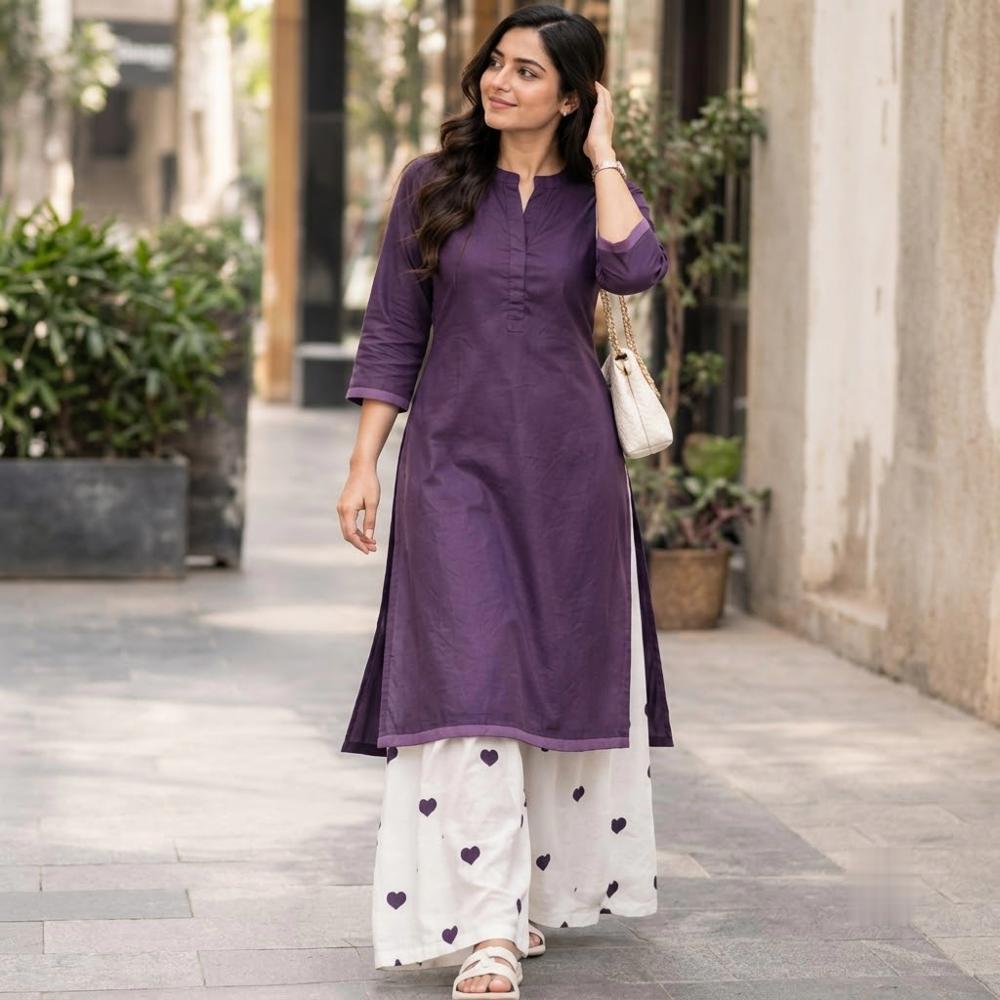 Women Cotton Silk Kurta with Printed Plazzo Set 