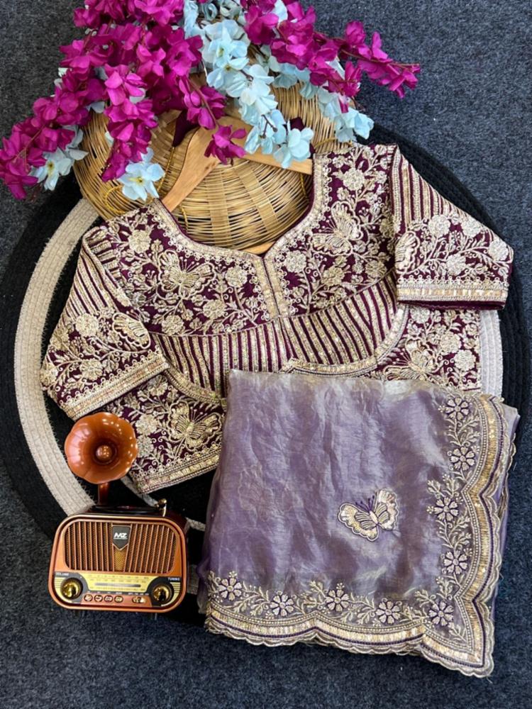 Party Wear Fandy Satin Saree with 3mm Sequin Embroidery & Heavy Border