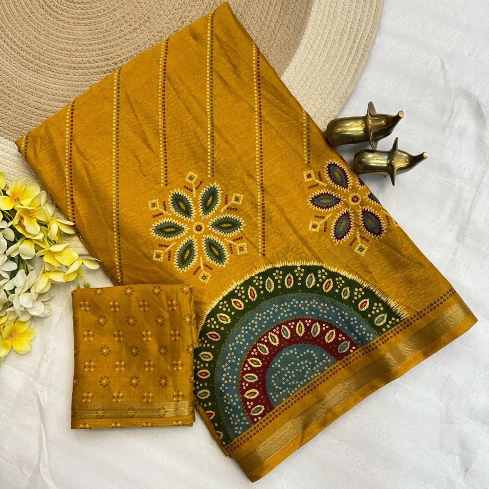 Soft Mul Cotton Bandhani Print Saree with Blouse