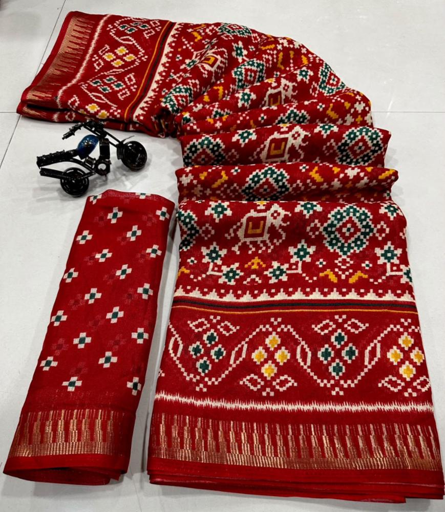 Georgette Patola Print Saree with Blouse Piece