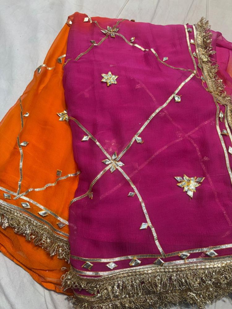 Half Pure Chiffon Saree with Gota Jaal and Golden Lace Border