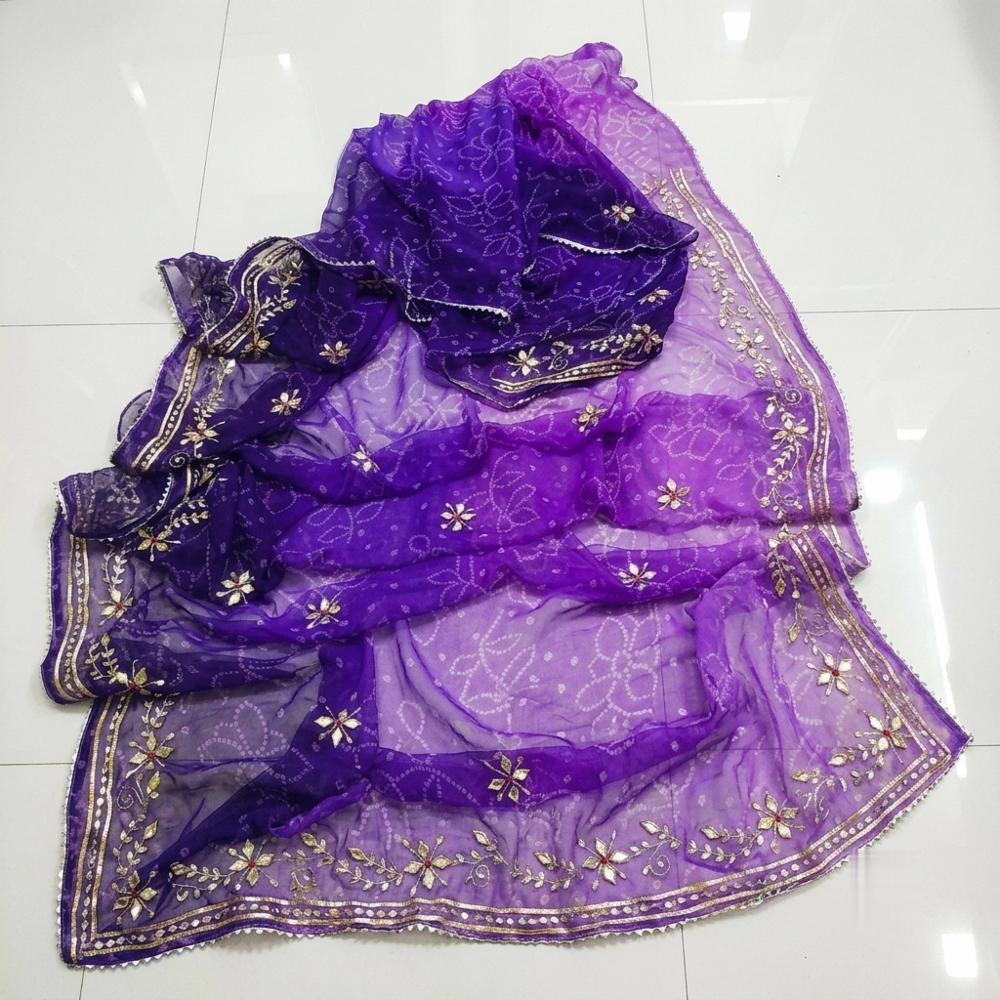 Pure Georgette Multicolor Bandhej Saree with Pittan Work Border