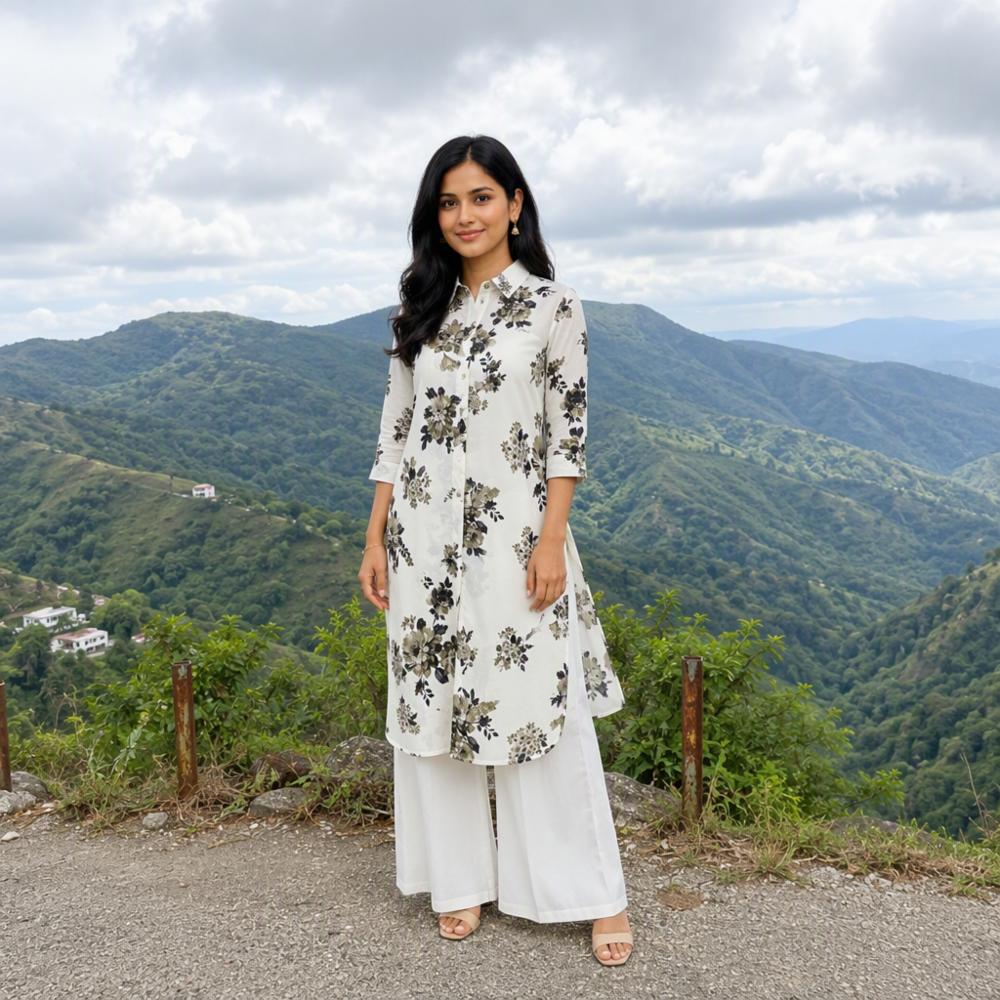 Reyon Kurti and Plazzo Set with Digital Print