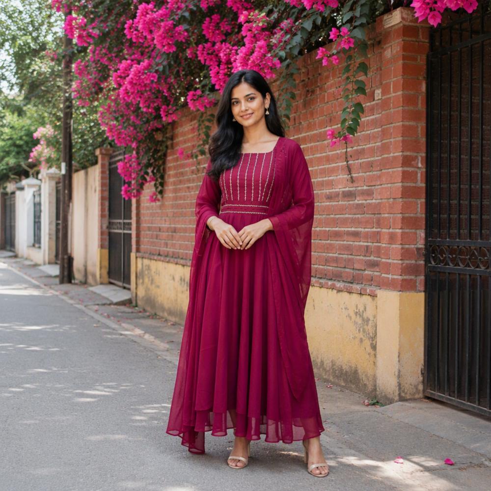 Indo-Western Sparkling Georgette Anarkali Gown