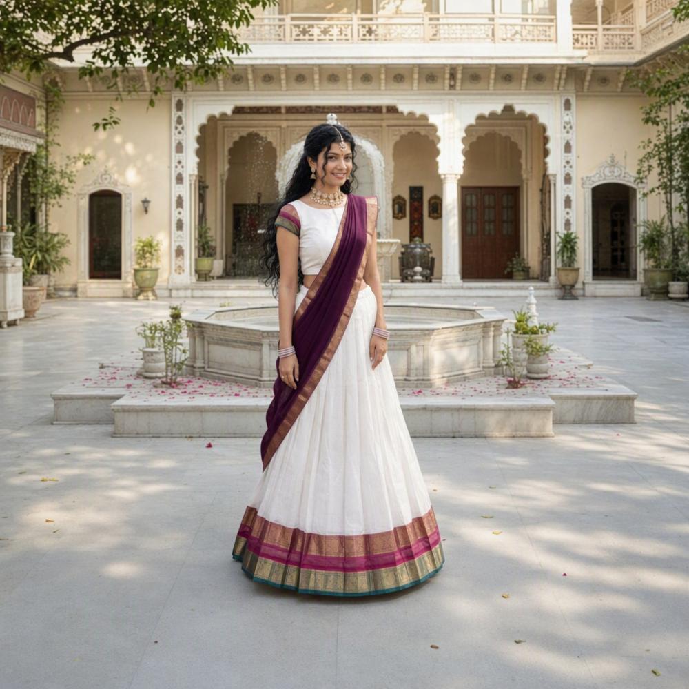 Mul Cotton Zari Weaving Work Lehenga Choli Set