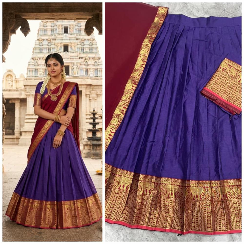 South Style Kanci Cotton Silk Lehenga with Zari Weaving Work