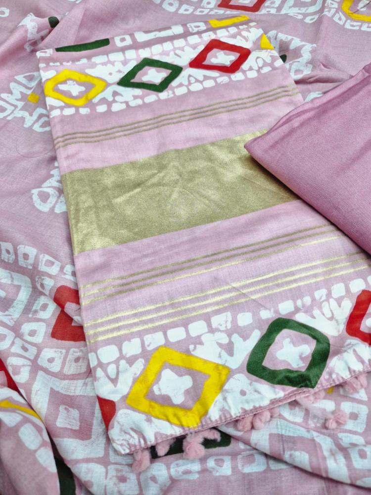 Jam Cotton Unstitched Dress Material with Rayon Dupatta