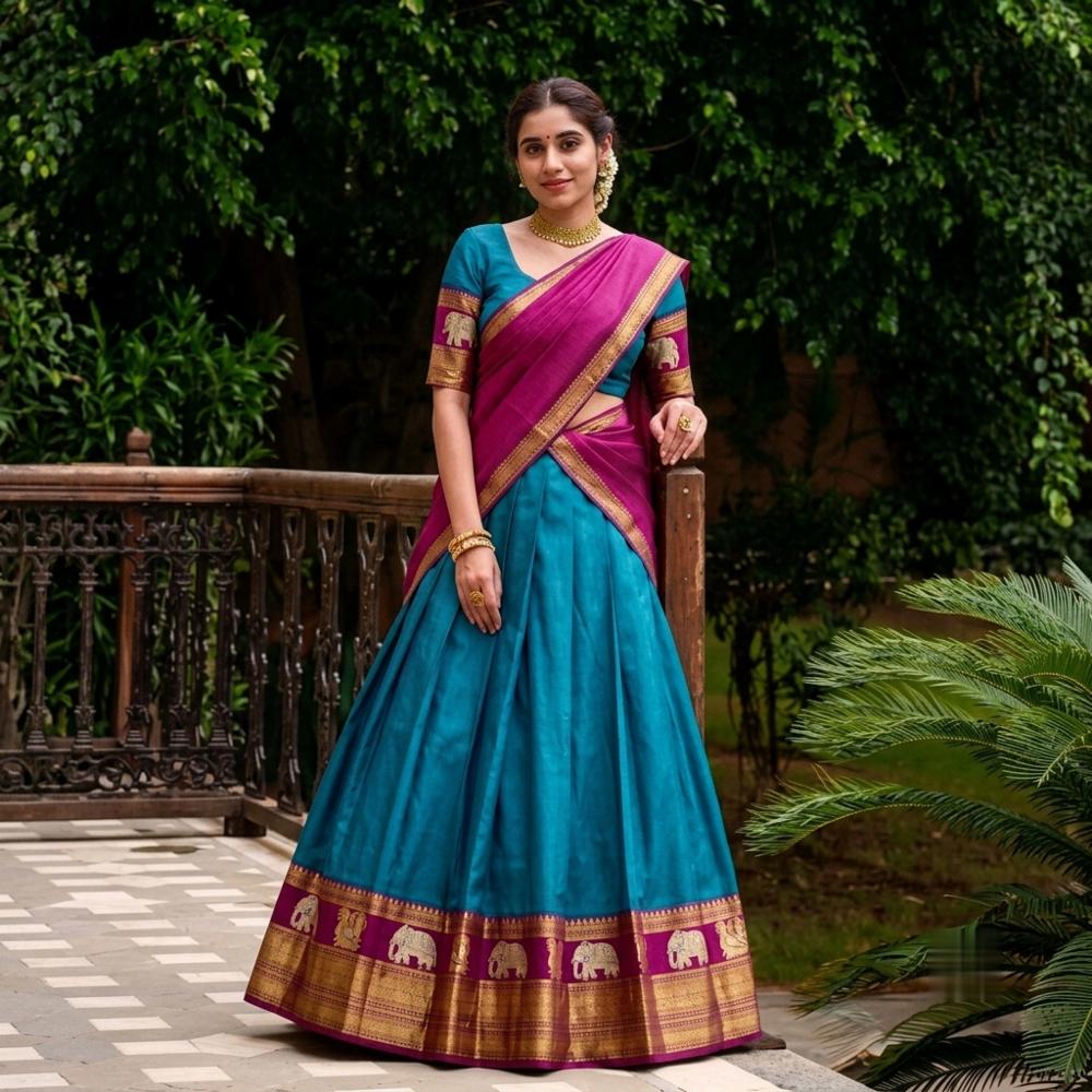 Narayan Pattu Silk Lehenga Choli with Zari Weaving, Blouse & Dupatta