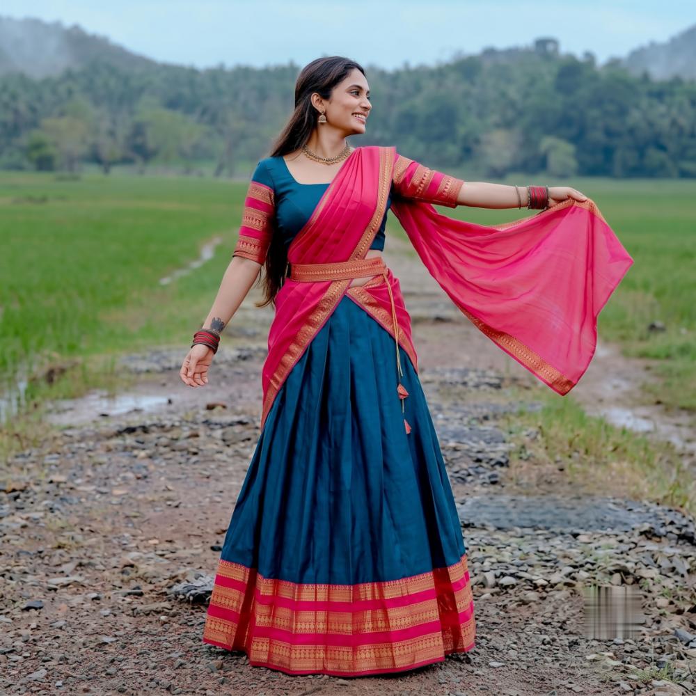 Narayan Pattu Silk Lehenga Choli with Zari Work, Blouse & Dupatta