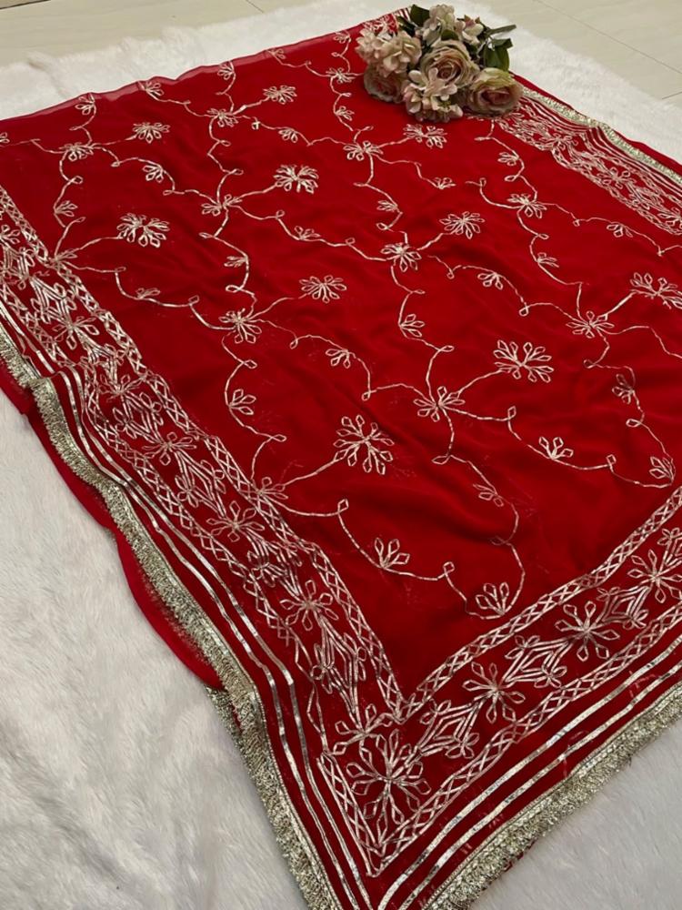 Half Pure Chiffon Saree with Gota Jaal Work