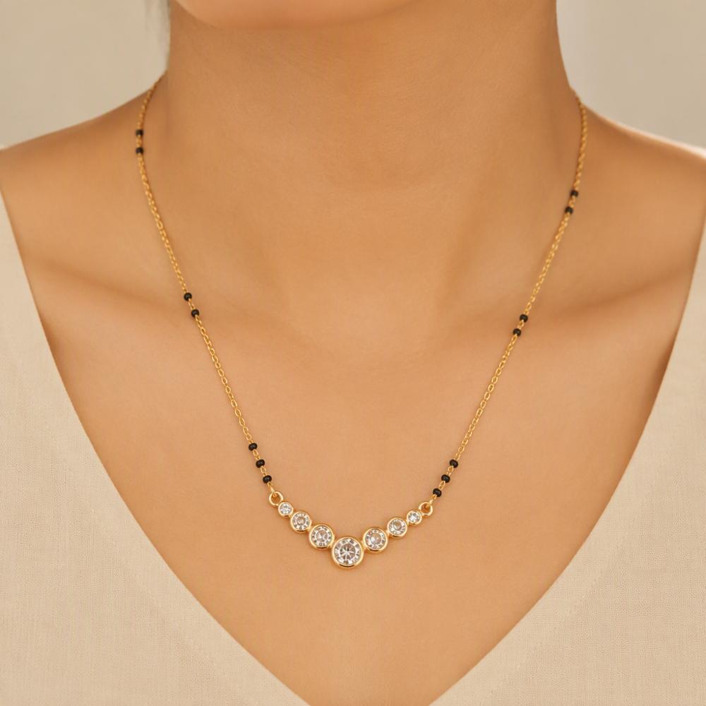 Premium Gold-Plated Black Bead Stone Studded Mangalsutra Necklace for Women