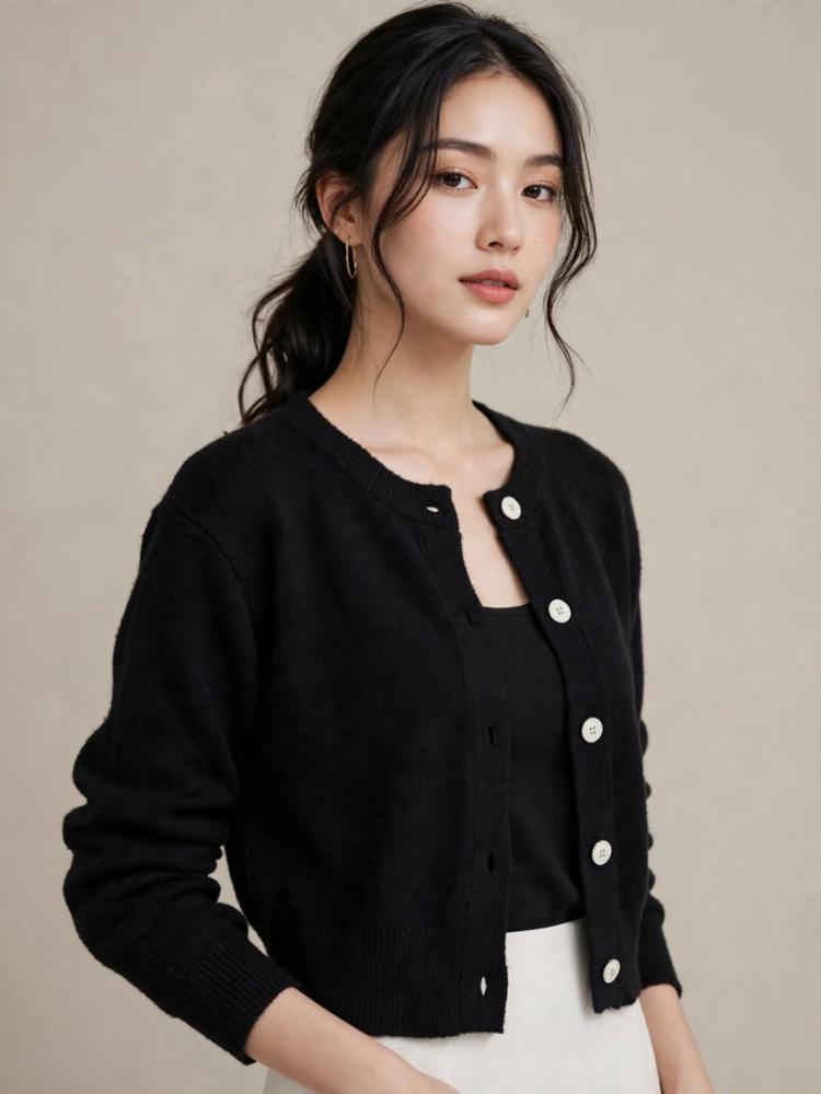Womenâs Black Wool Blouse Sweater with Full Sleeves 