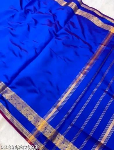 Royal Blue Semi Katan Silk Saree with Golden Border