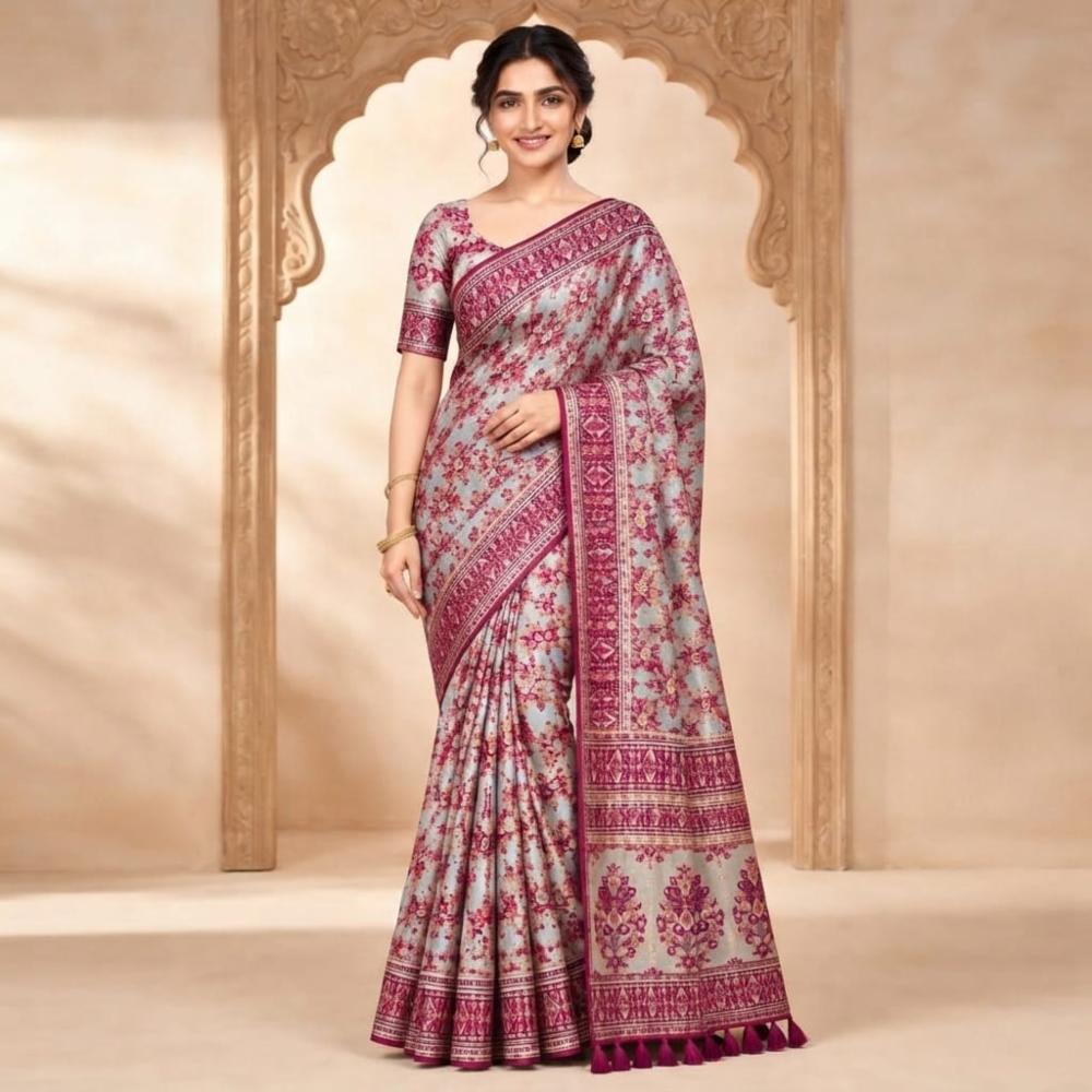 Designer Silk Saree With Blouse