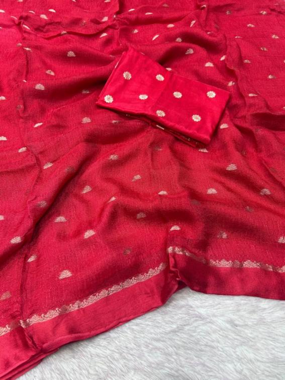 Womenâs Jute Viscose Saree with Running Blouse