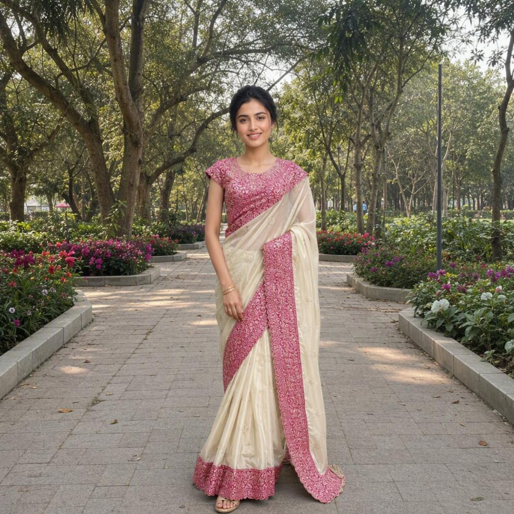 Party Wear Soft Rangoli Silk Saree with Heavy Thread & Sequin Work