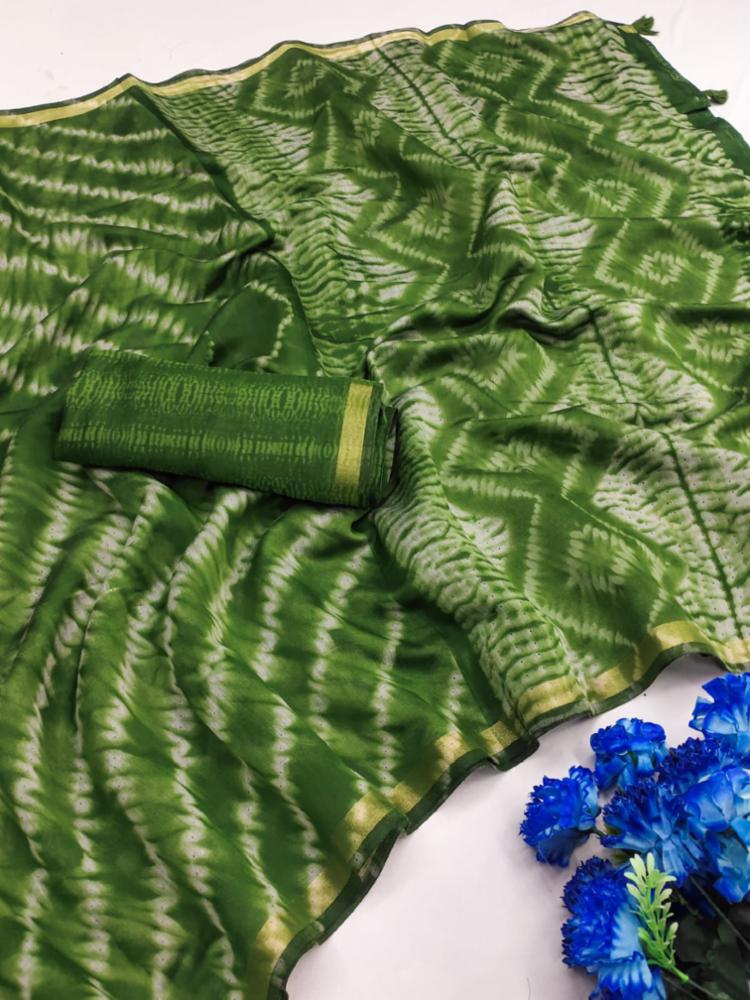 Soft Malai Cotton Leheriya Print Saree with Fancy Pallu