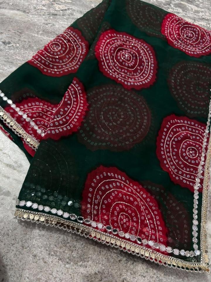 Synthetic Georgette Handwork Saree with Blouse Piece