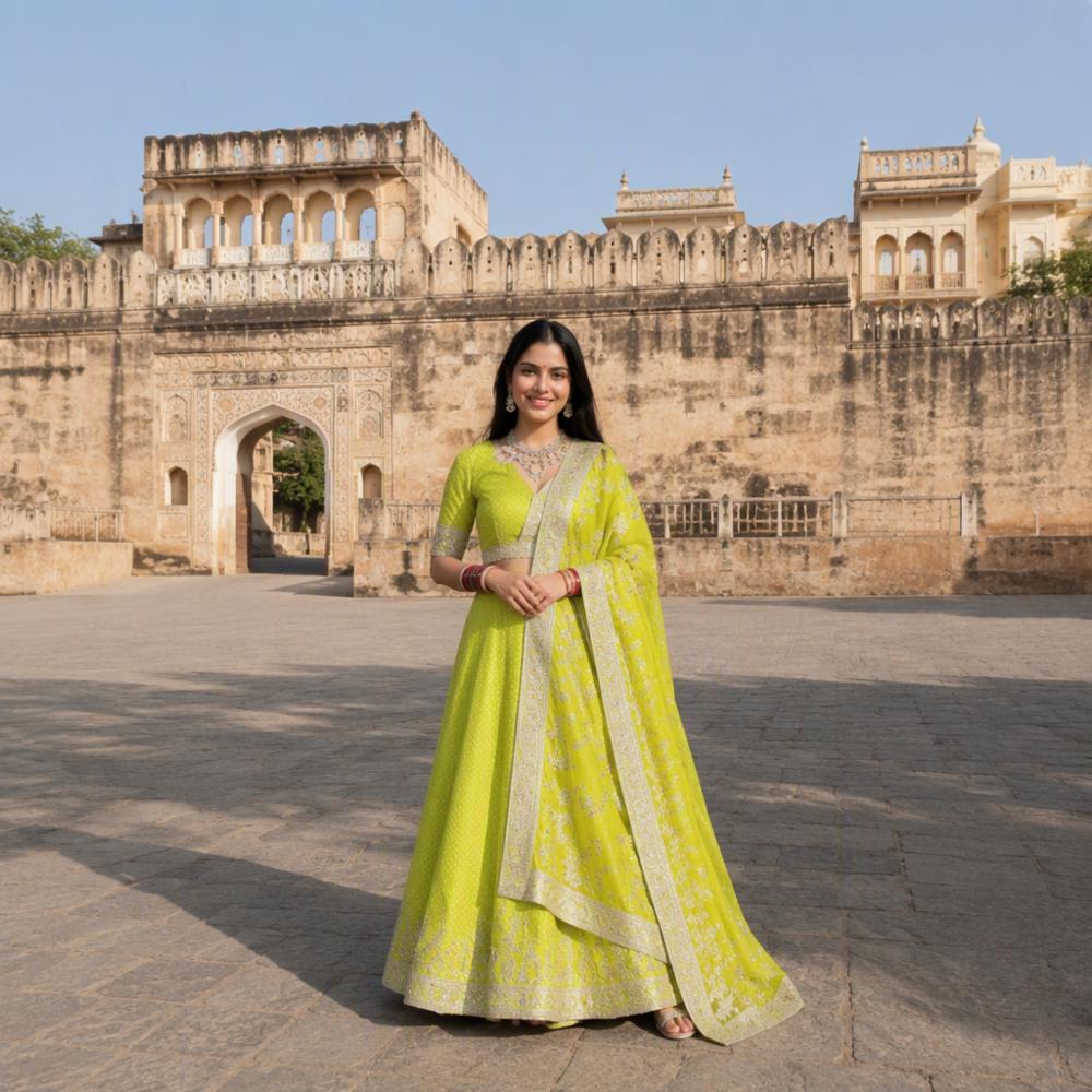 Lehenga Choli Faux Georgette Sequence Digital Print Semi-Stitch
