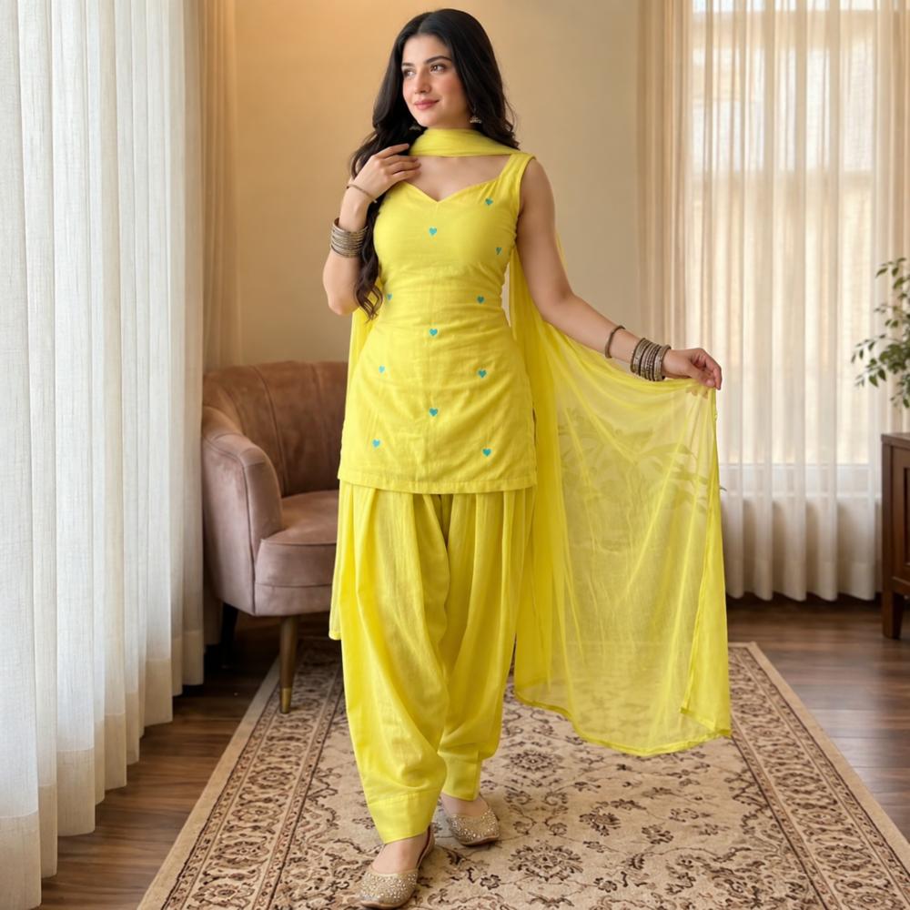 Pure Cotton Farshi Salwar Set with Embroidery Kurta