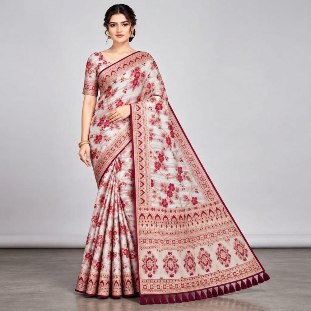 Designer Silk Saree With Blouse
