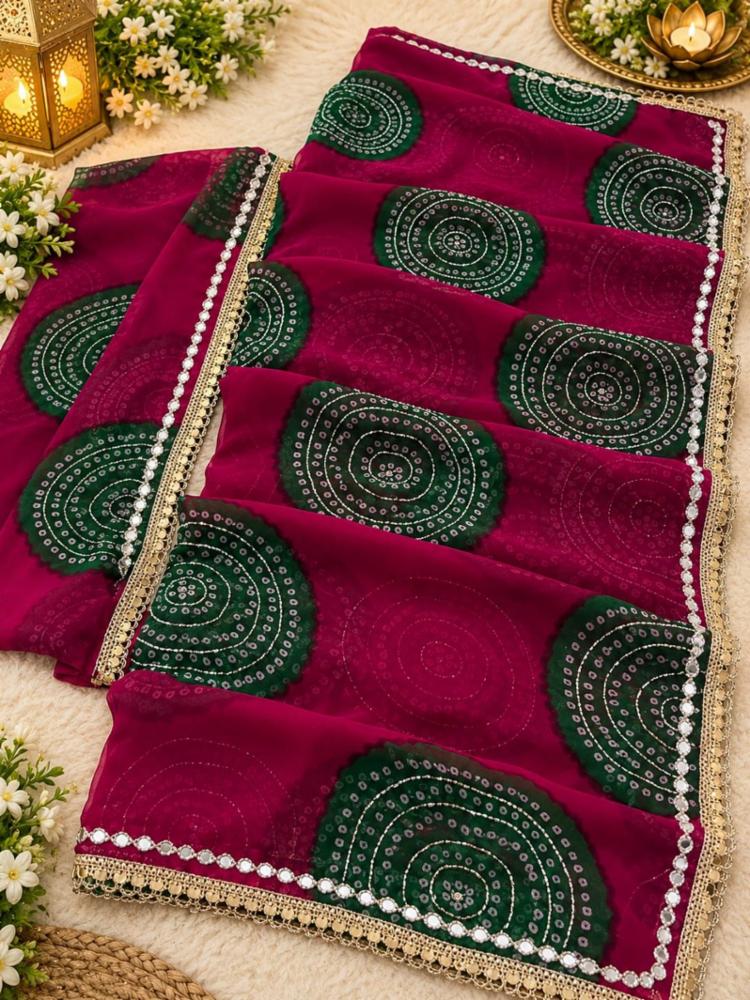 Synthetic Georgette Saree with Katdana Handwork