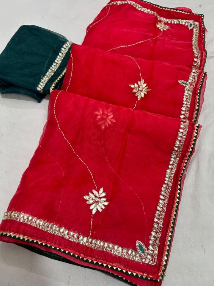 Organza Fabric Saree with Heavy Handwork