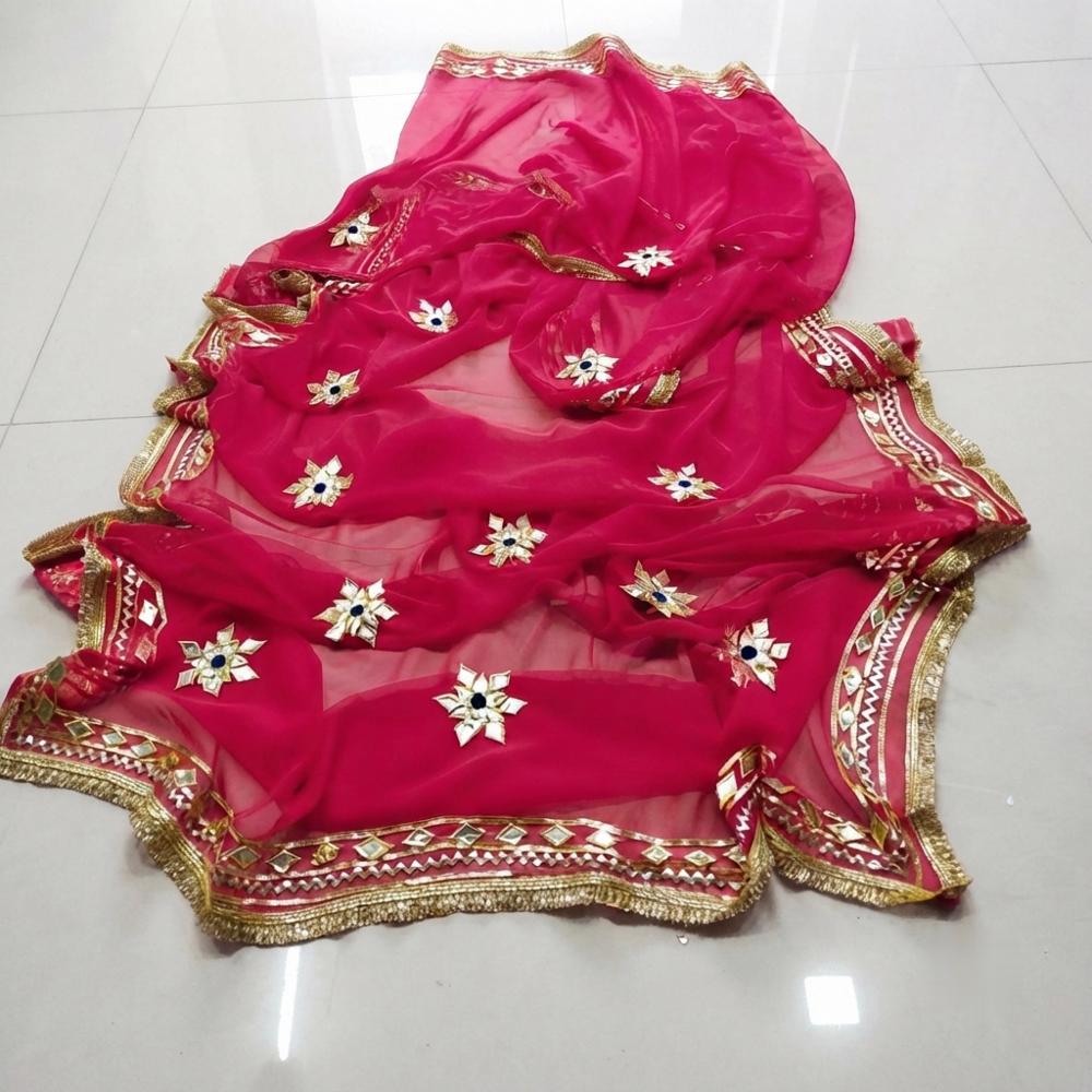 30-30 Georgette Washable Saree with Kacha Gotta Work and Floral Design