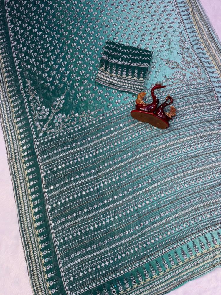 Designer Fox Georgette Saree with Cut dana & Real Mirror Work