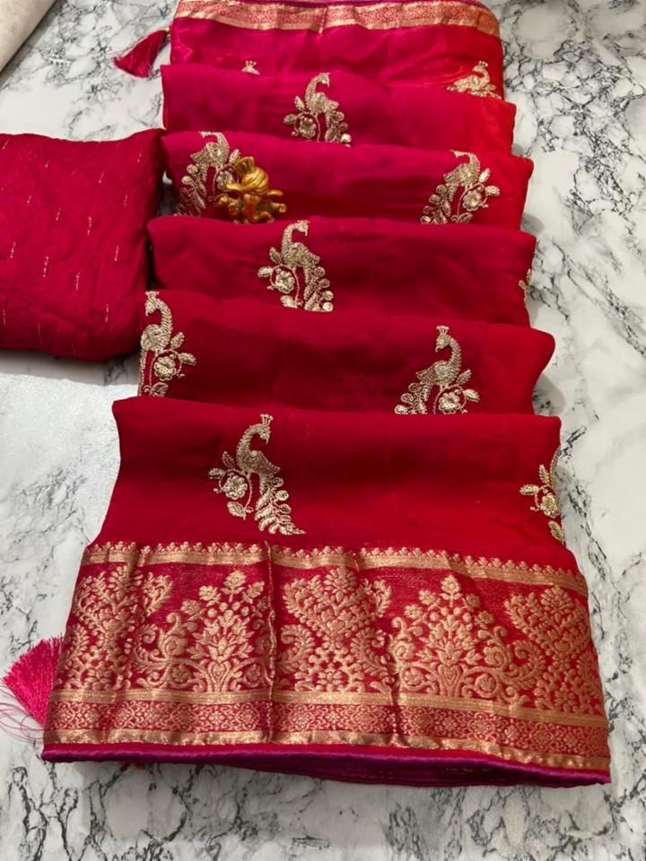 Pure Rasian Silk Zari Fabric Double Shaded Saree with Contrast Blouse