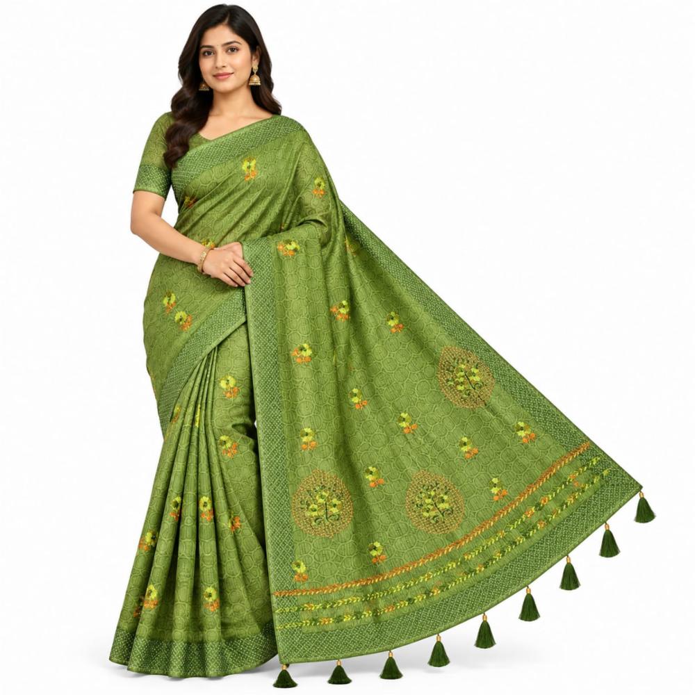 Designer Cotton Saree Without Blouse