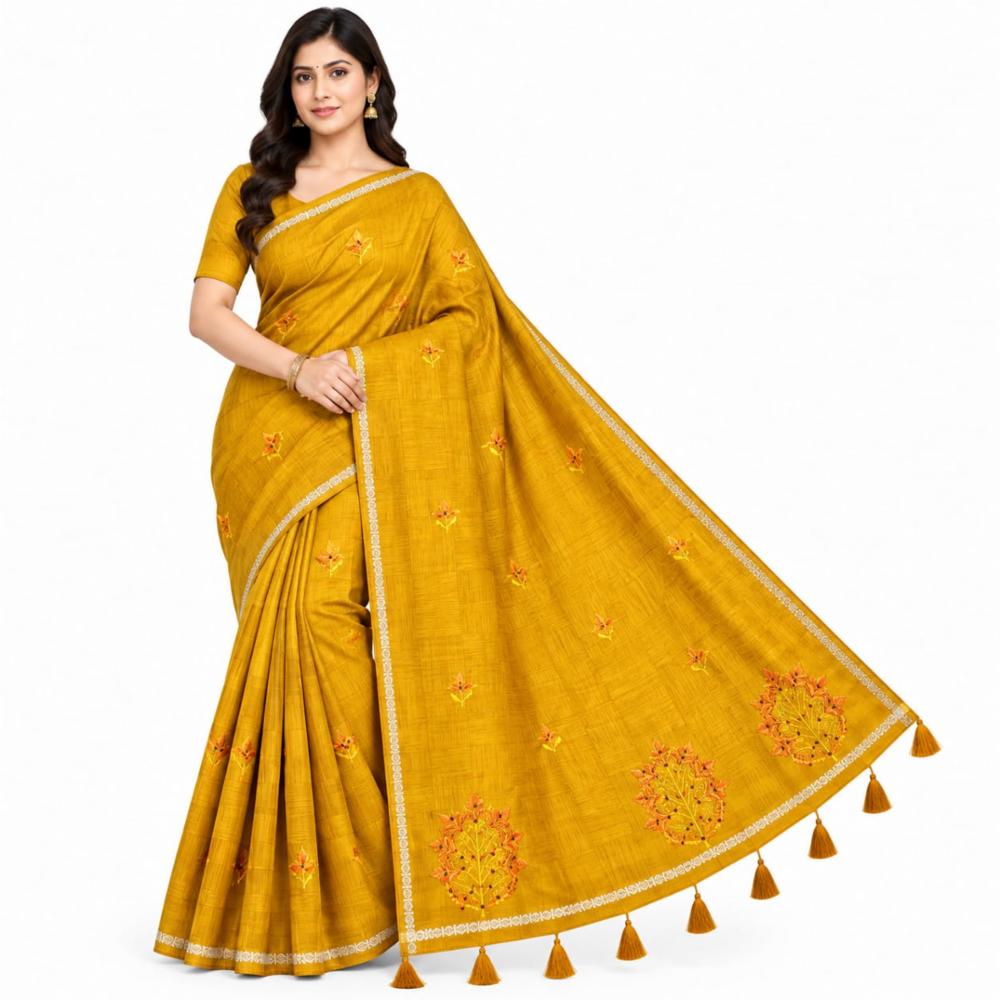 Designer Cotton Saree Without Blouse