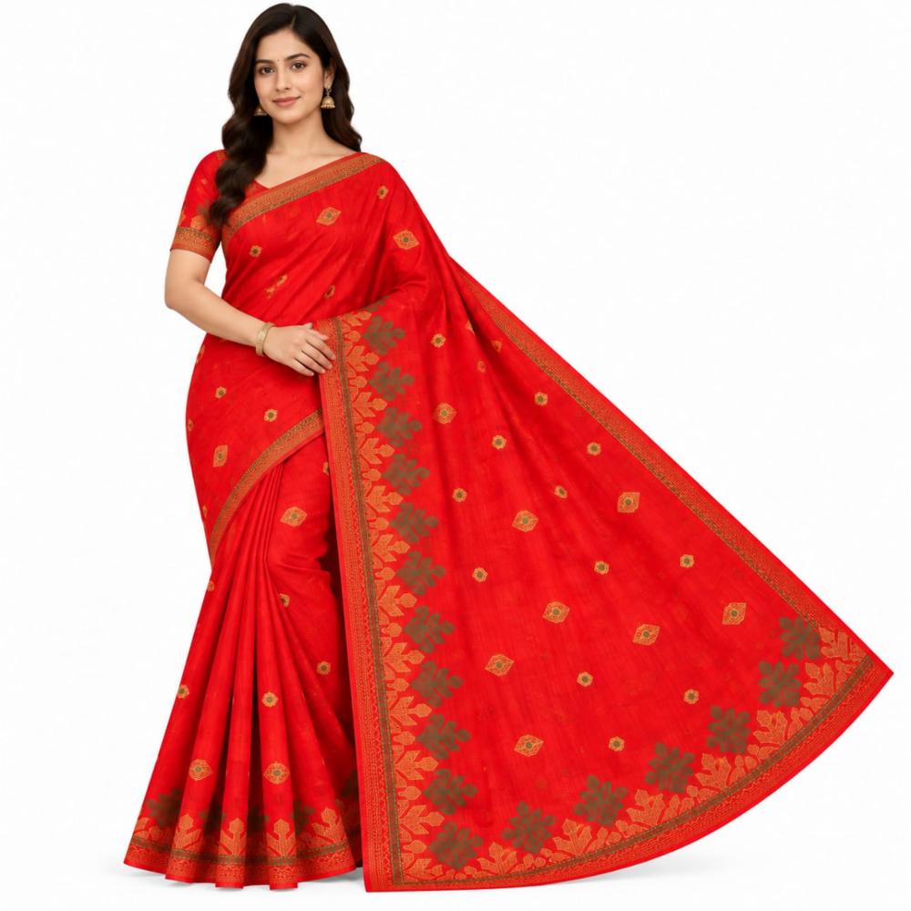 Designer Cotton Saree Without Blouse