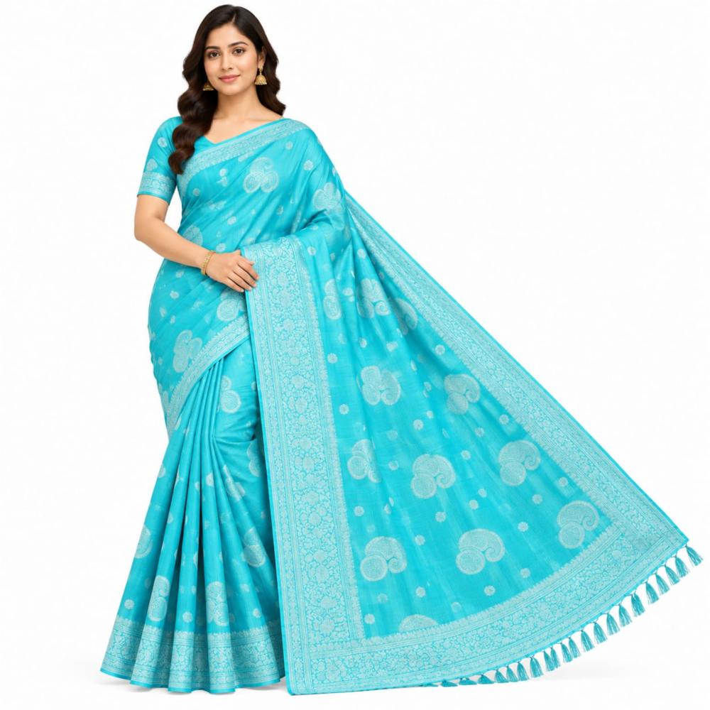 Designer Cotton Saree Without Blouse