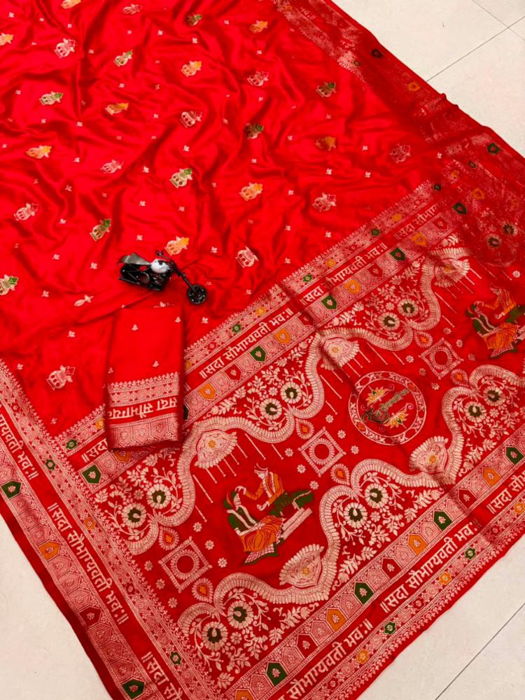 Karwa Chauth Special Red Modal Maslin Soft Silk Saree with Designer Traditional Pallu