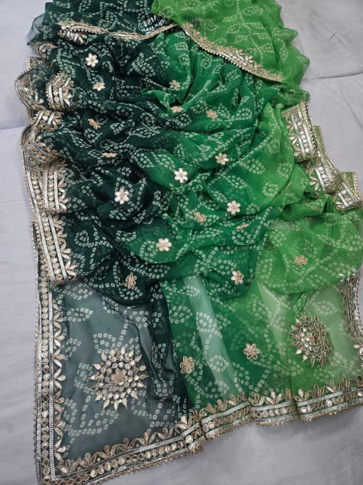 Bandhani Georgette Saree with Hand Gotta Patti Work