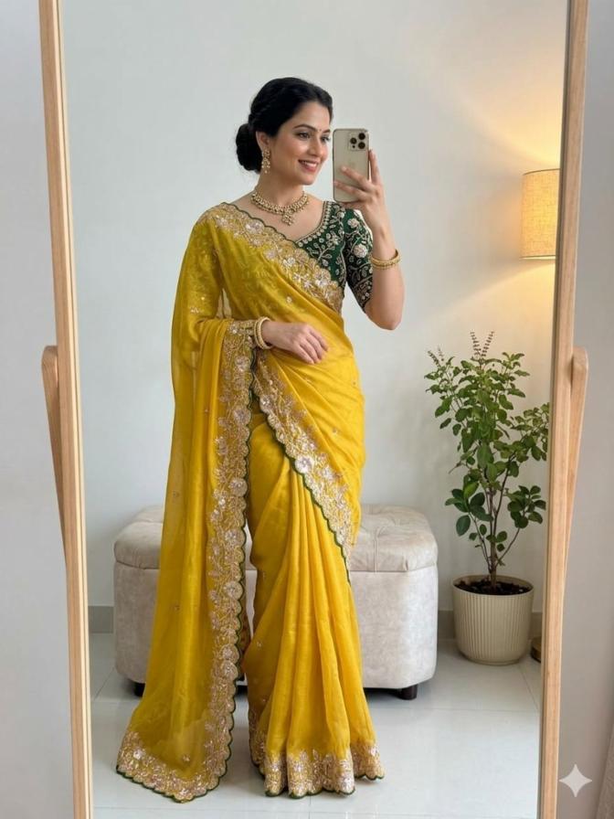 Pure Georgette Sequence Work Saree