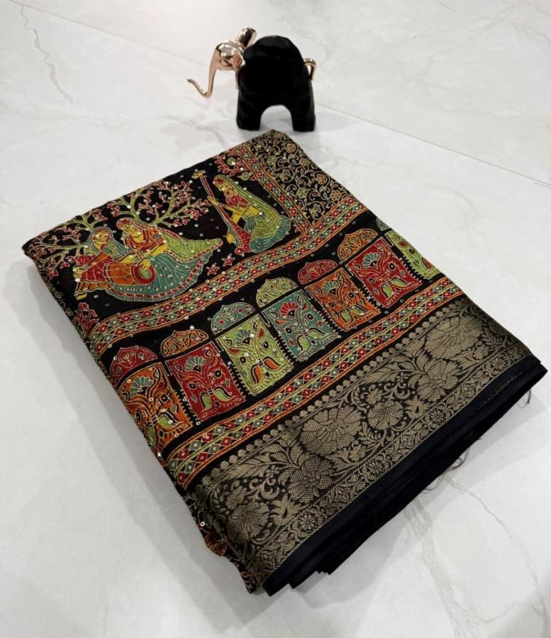 Pure Marshmallow Silk Designer Printed Saree with Rich Pallu