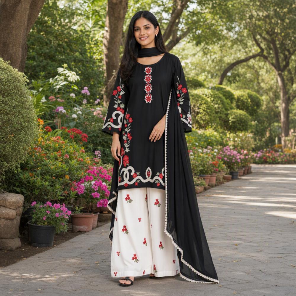 Pakistani-Inspired Premium Rayon Embroidered 3-Piece Set