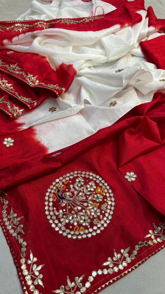 Pure Upada Silk Gota Patti Handwork Saree with Blouse