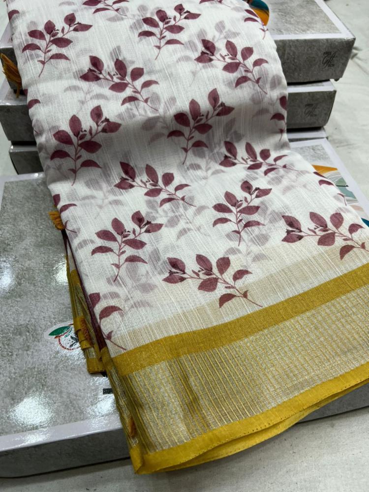 Gangubai Linen Cotton Saree with Beautiful Prints