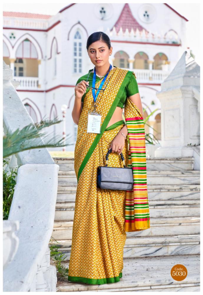 Premium Malbari Silk Saree with Contrast Blouse