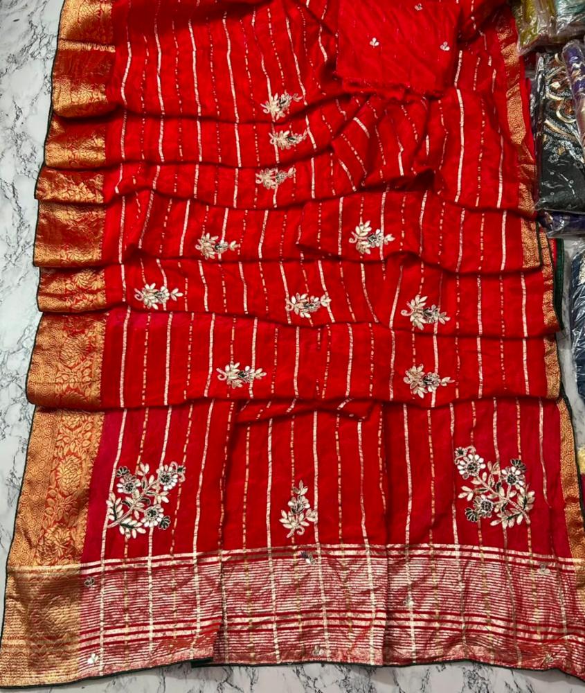 Pure Rasian Silk Zari Saree with Heavy Handwork 