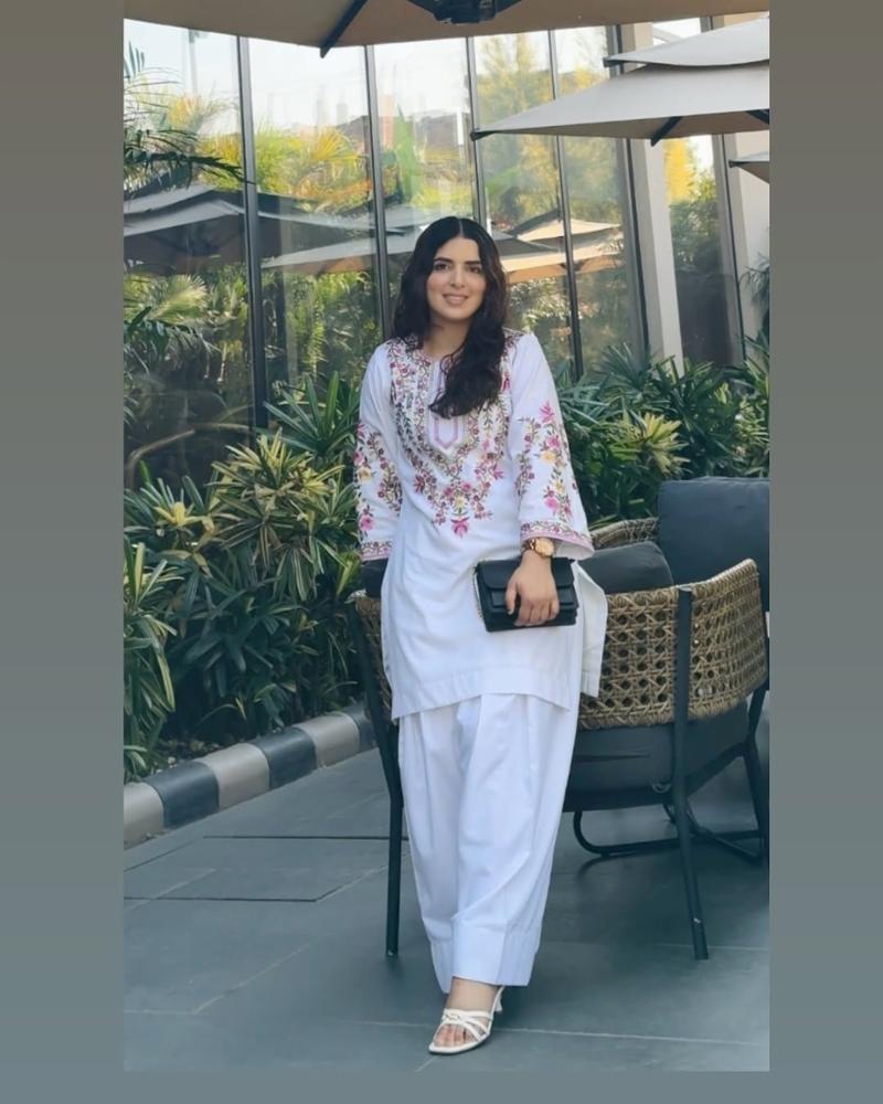 Beautiful White Embroidered Cotton Co-ord Set for Women