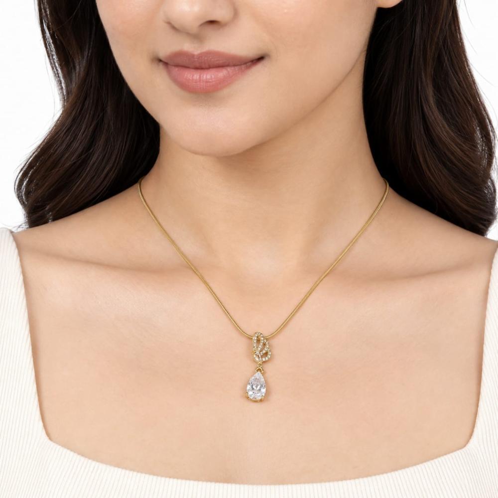 Sparkling Pear-Cut Zircon Pendant Necklace for Women
