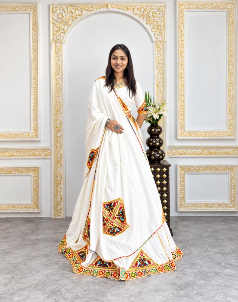 Heavy Rayon Cotton Lehenga Choli with Multicolor Mirror