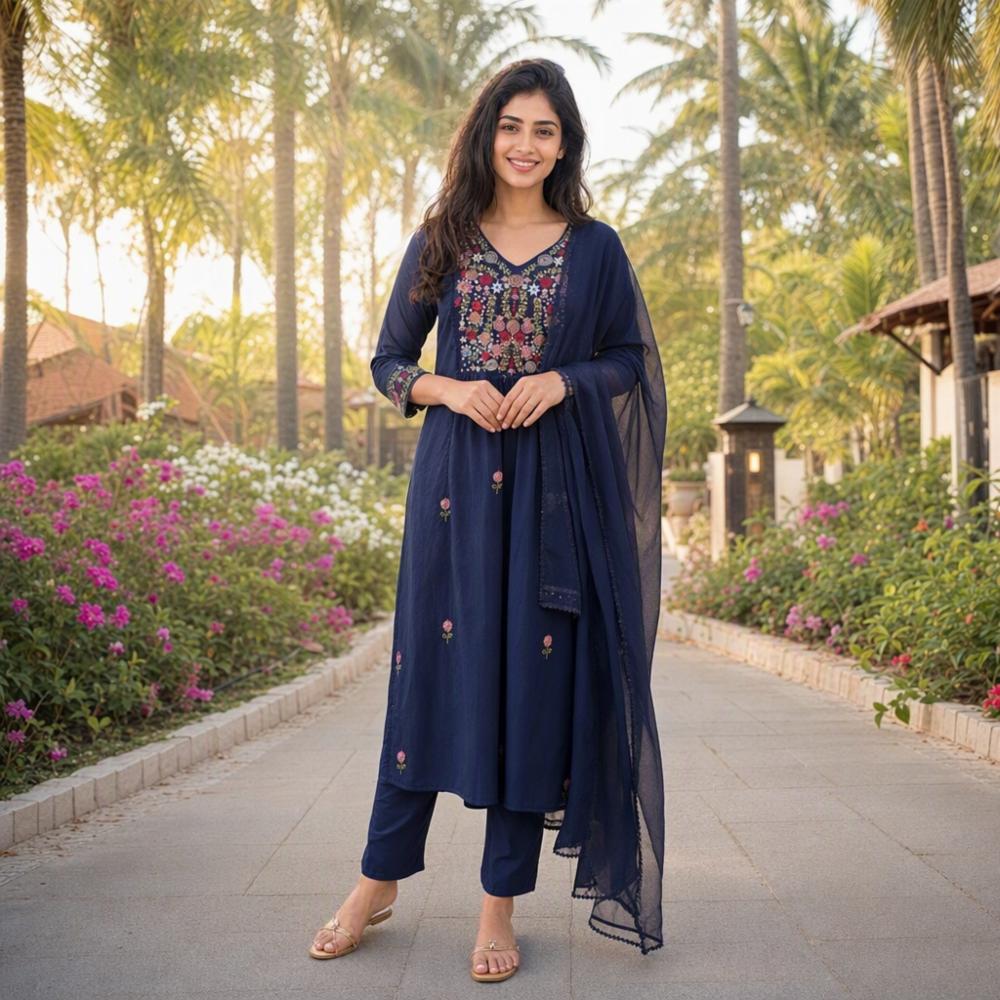 Women's Soft Georgette Kurta Pant Set with Dupatta